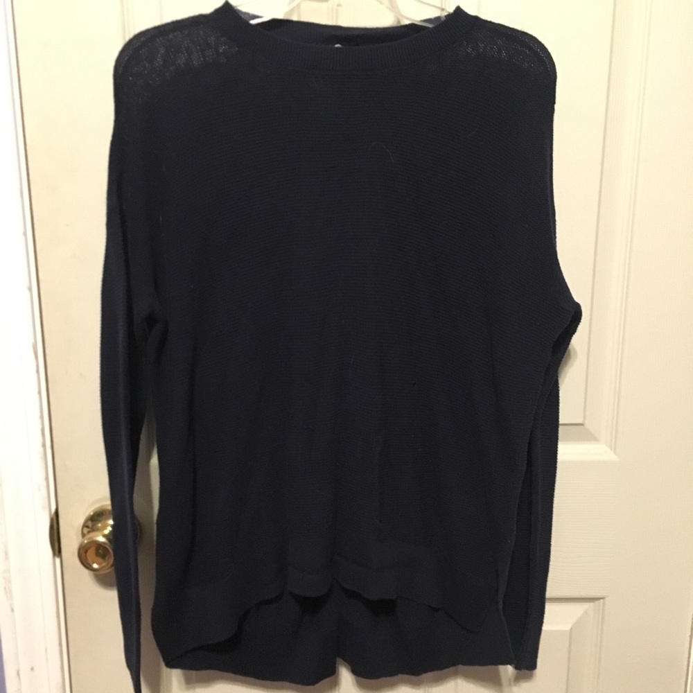Sheer knitted navy blue blouse